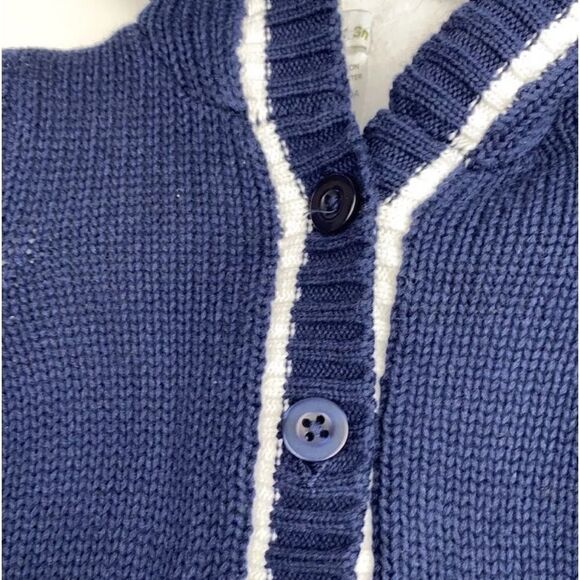 NWT BEANSTORK Baby HOODED CARDIGAN Jacket Blue White Knitted Fax Fur Lining 3M - Picture 4 of 7